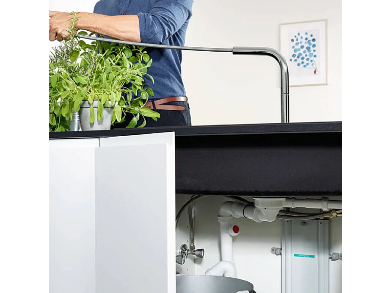 Robinet de cuisine avec douchette HANSGROHE Metris Select M71 240 sBox 2 jets aspect acier inox