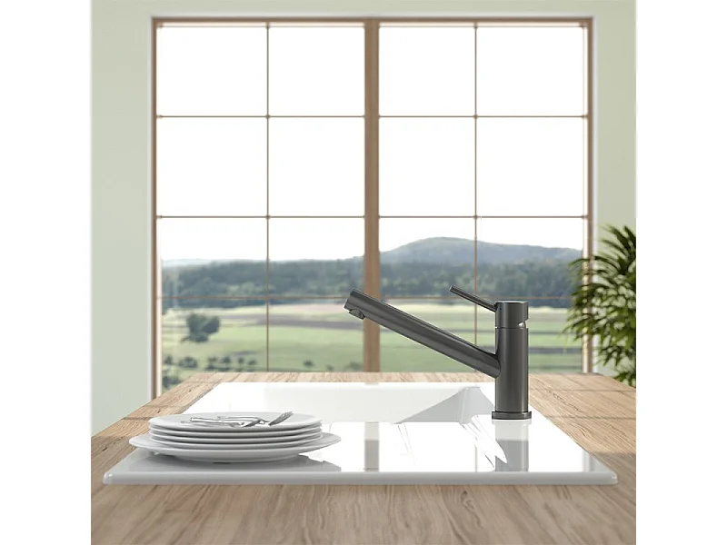 Robinet cuisine VILLEROY ET BOCH Como Anthracite + nettoyant
