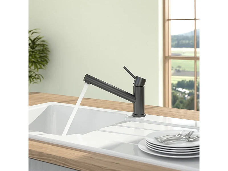 Robinet cuisine VILLEROY ET BOCH Como Anthracite + nettoyant