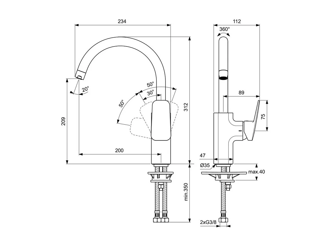 Robinet de cuisine IDEAL STANDARD Blue Start + Nettoyant