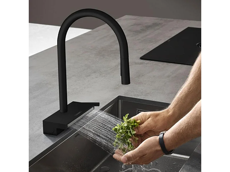 Grifo de cocina con ducha HANSGROHE Aquno Select M81 170 3 chorros negro mate