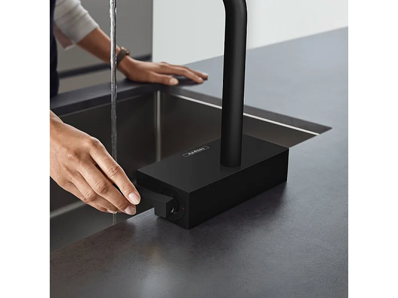 Robinet de cuisine avec douchette HANSGROHE Aquno Select M81 250 2 jets noir mat