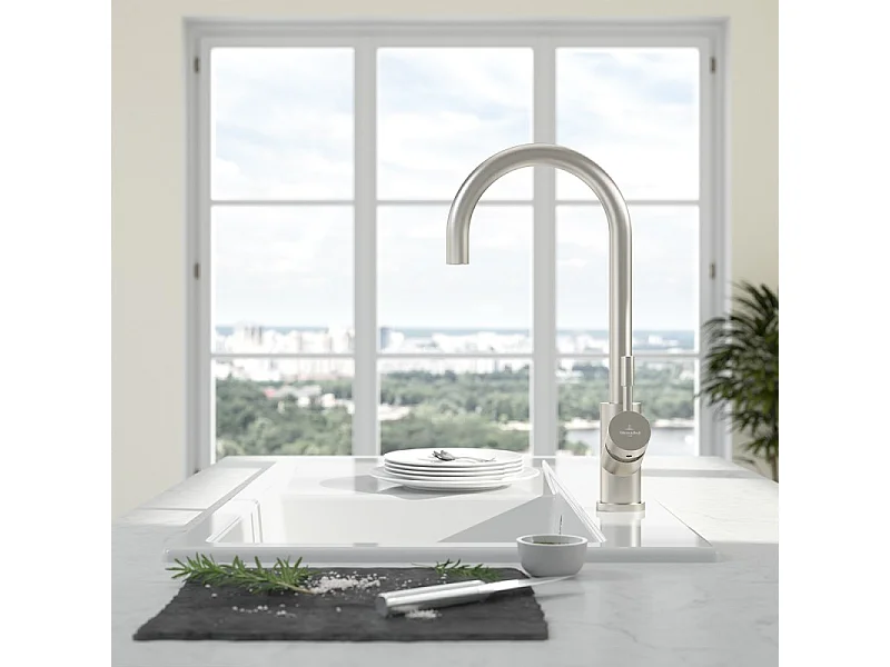 Robinet cuisine VILLEROY ET BOCH Umbrella acier massif + nettoyant
