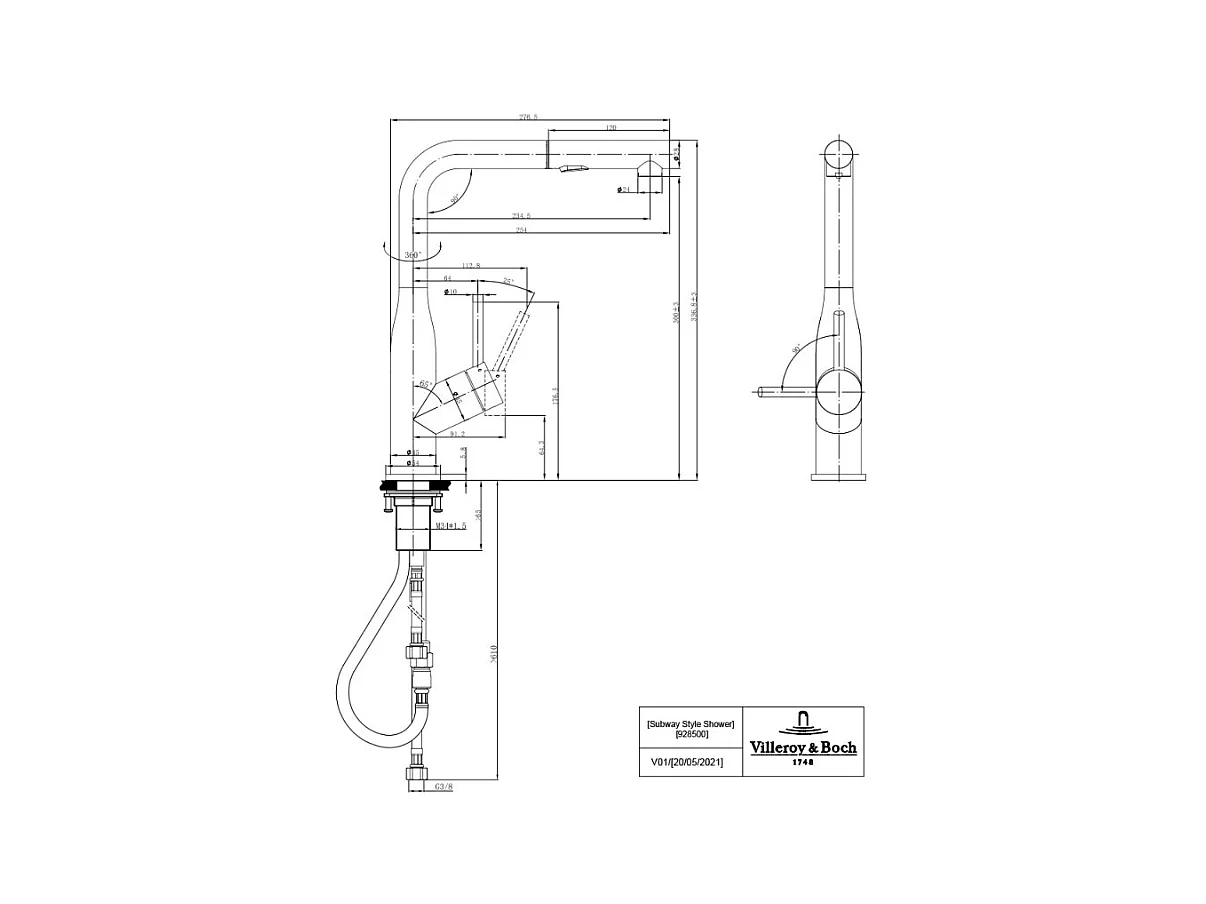 Robinet cuisine VILLEROY ET BOCH Subway Style Shower anthracite