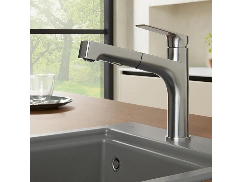 Robinet cuisine VILLEROY ET BOCH Junis Sky Shower + nettoyant