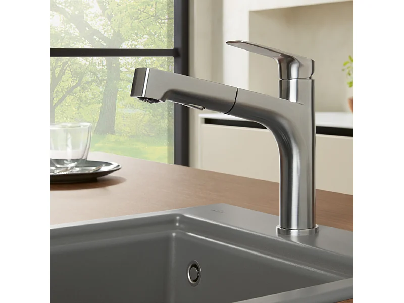 Robinet cuisine VILLEROY ET BOCH Junis Sky Shower + nettoyant