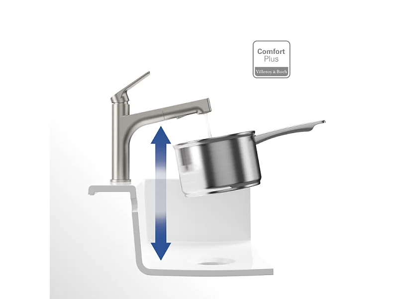 Robinet cuisine VILLEROY ET BOCH Junis Sky Shower + nettoyant