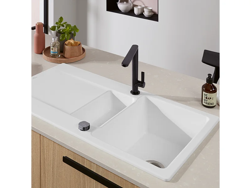 Robinet cuisine VILLEROY ET BOCH Finera anthracite + nettoyant