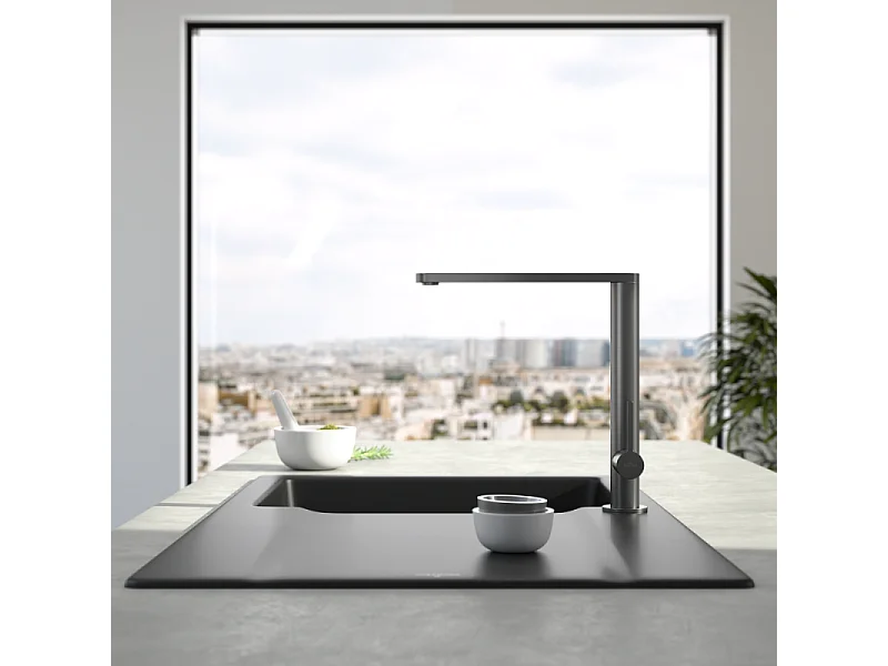 Robinet cuisine VILLEROY ET BOCH Finera anthracite + nettoyant
