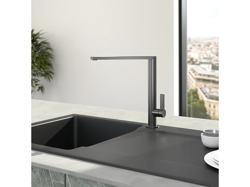 Robinet cuisine VILLEROY ET BOCH Finera anthracite + nettoyant