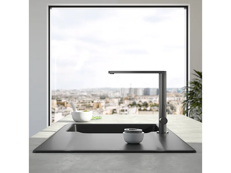 Robinet cuisine VILLEROY ET BOCH Finera anthracite + nettoyant