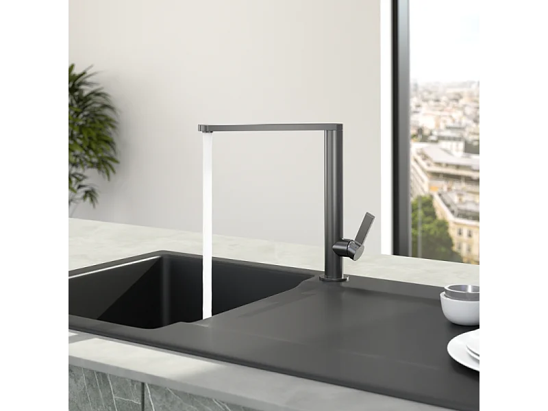 Robinet cuisine VILLEROY ET BOCH Finera anthracite + nettoyant