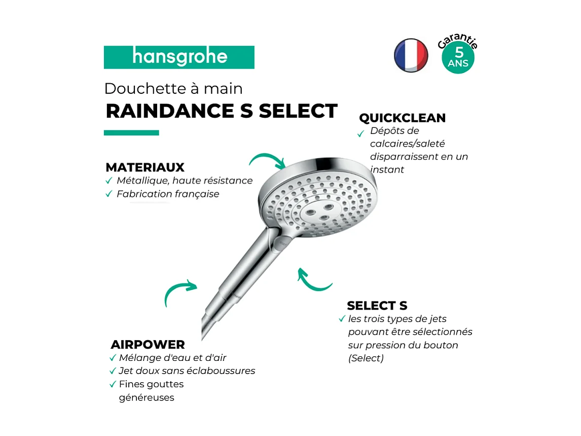 HANSGROHE Douchette à main Raindance Select S 120 3 jet PowderRain Chromé