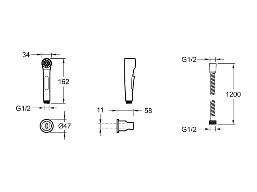 Douchette WC JACOB DELAFON Elate chromée + support + flexible