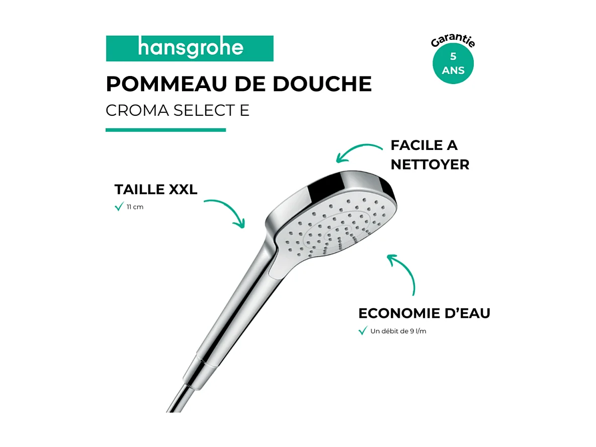 HANSGROHE Teleducha 110 1jet EcoSmart cromo blanco Croma Select E