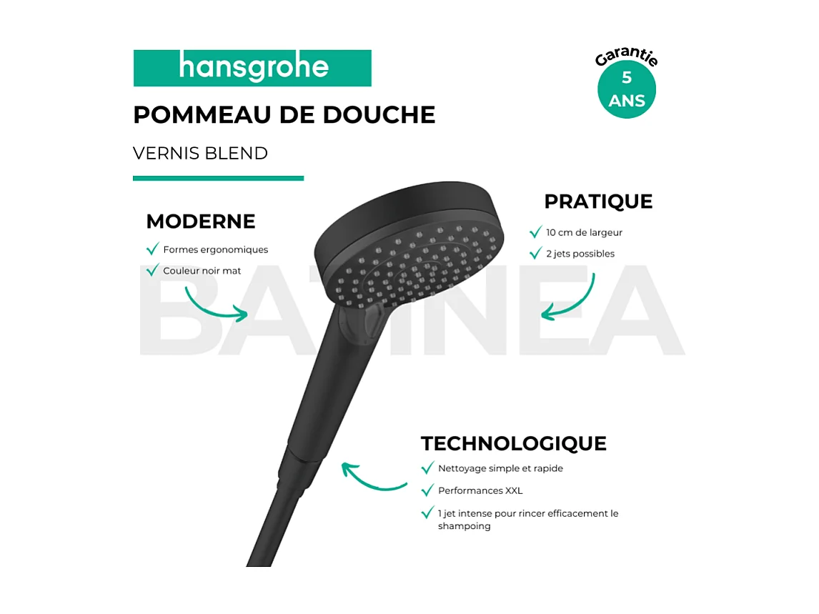 Pommeau de douche HANSGROHE Vernis Blend 100 Vario noir mat