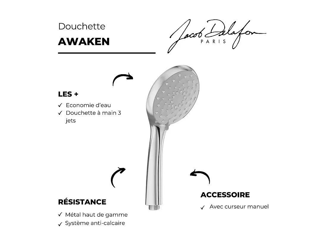 JACOB DELAFON Douchette 3 jets Awaken organic