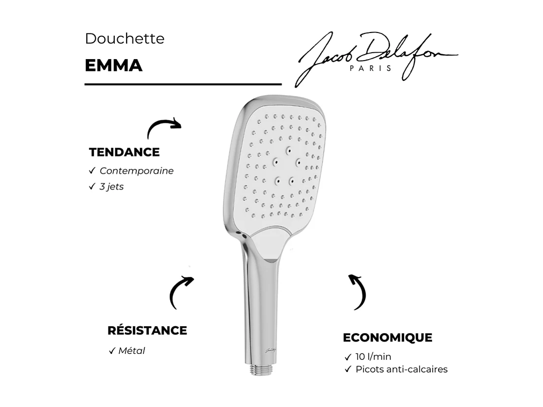 Pommeau de douche JACOB DELAFON Emma chrome
