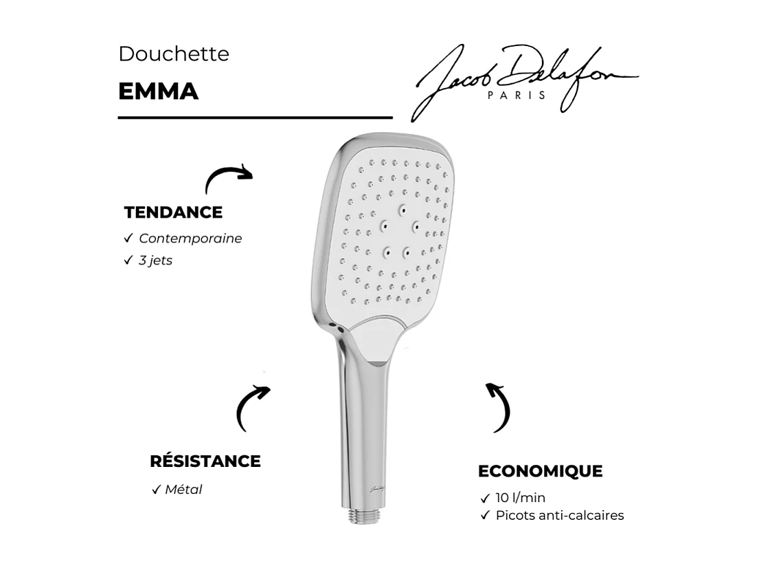 Pommeau de douche JACOB DELAFON Emma chrome
