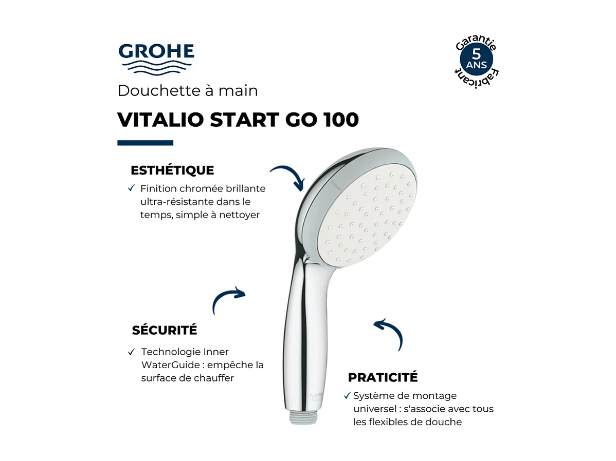 Pommeau de douche GROHE Quickfix Vitalio START Go 100