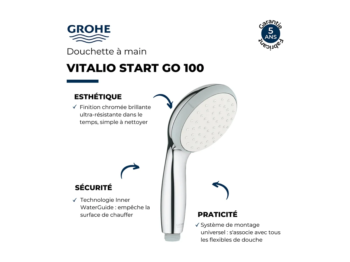 Pommeau de douche GROHE Quickfix Vitalio START Go 100