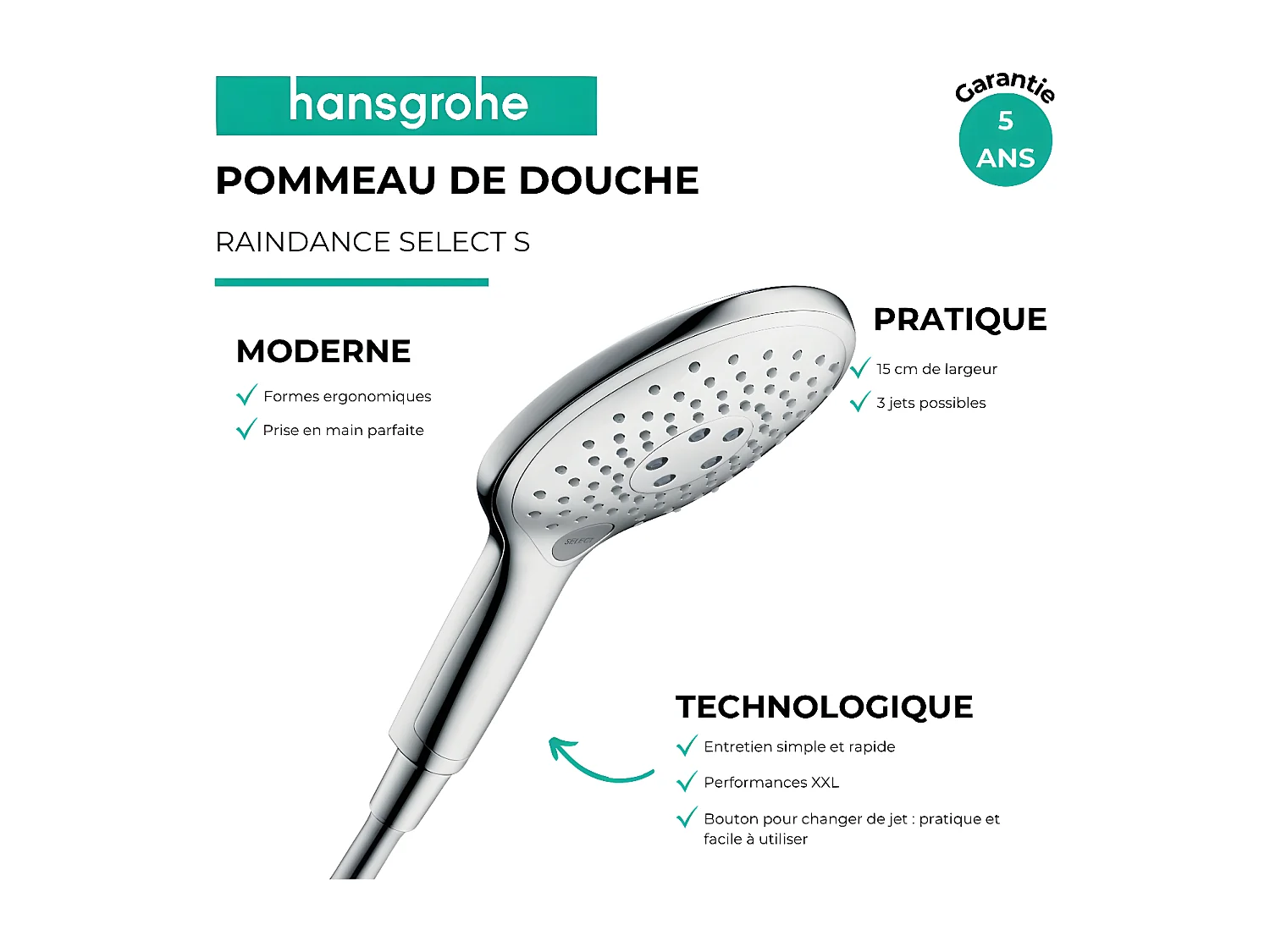 HANSGROHE Raindance Select S 150 Teleducha de 3 chorros Cromo