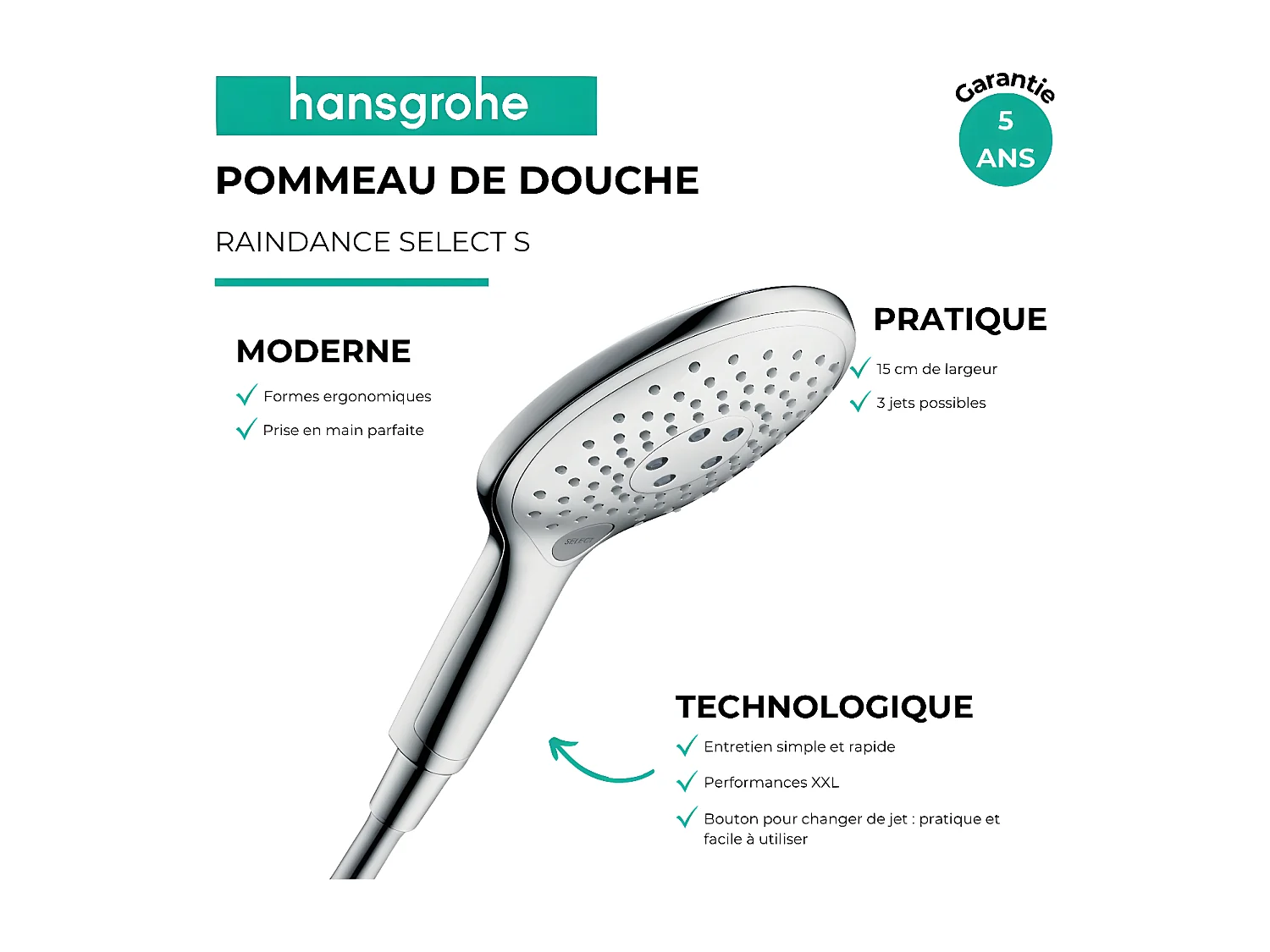 HANSGROHE Raindance Select S 150 Teleducha de 3 chorros Cromo