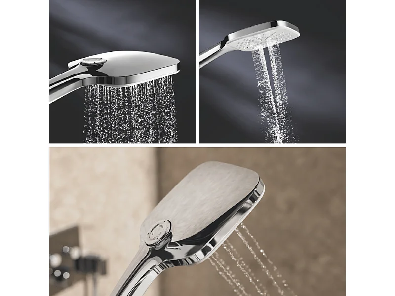 Pommeau de douche GROHE Quickfix Vitalio Smartactive 130 Cube 3 jets + microfibre