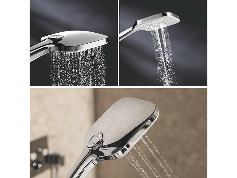 Pommeau de douche GROHE Quickfix Vitalio Smartactive 130 Cube 3 jets + microfibre