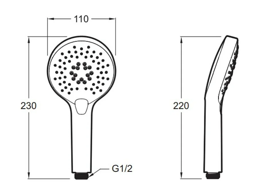 Pommeau de douche JACOB DELAFON Metro chrome, 3 jets Economie d'eau