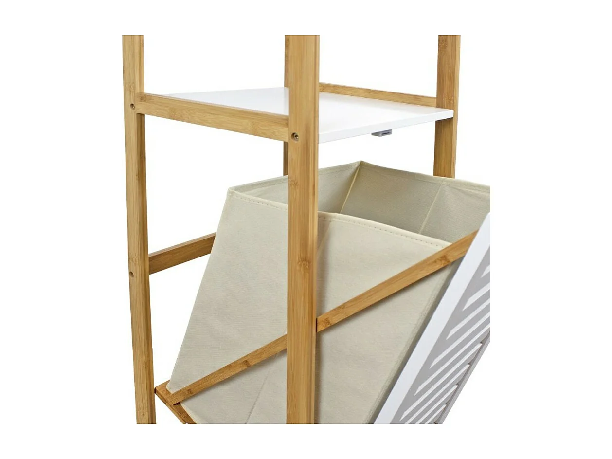 Etagère de salle de bain DEBLANCH en bambou avec panier à linge