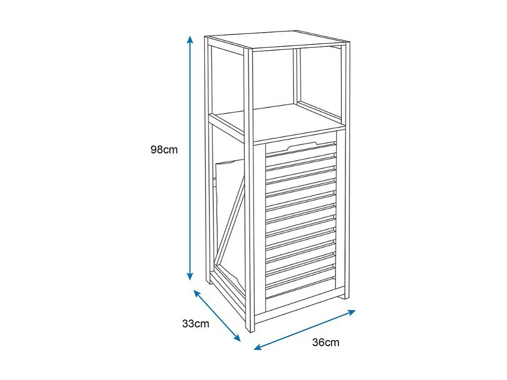 Etagère de salle de bain DEBLANCH en bambou avec panier à linge