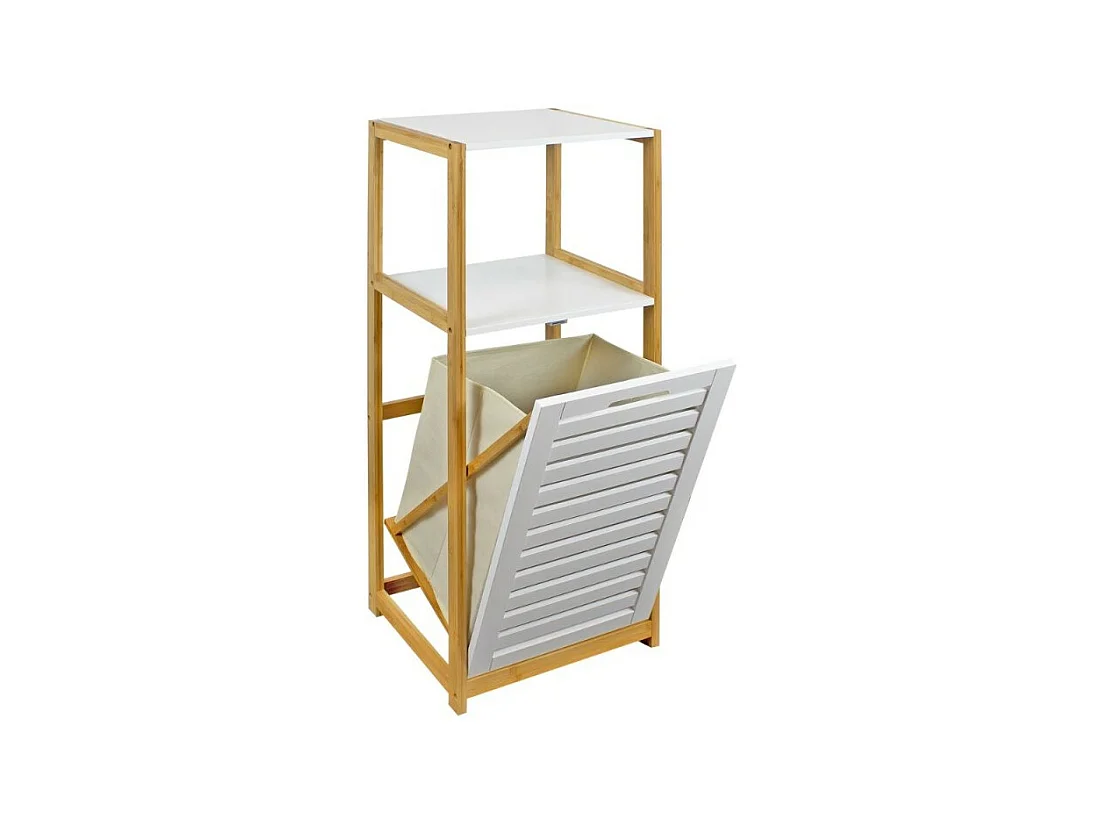 Etagère de salle de bain DEBLANCH en bambou avec panier à linge