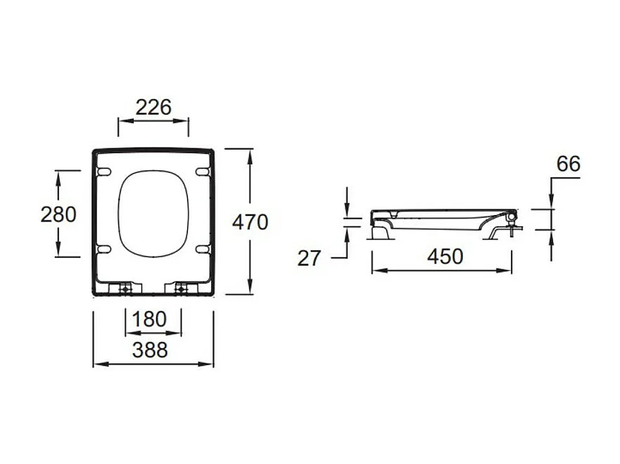 Abattant JACOB DELAFON Terrace, descente progressive et déclipsable, Blanc