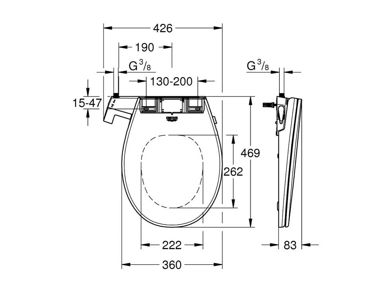 Asiento de lavabo cerámico GROHE Bau