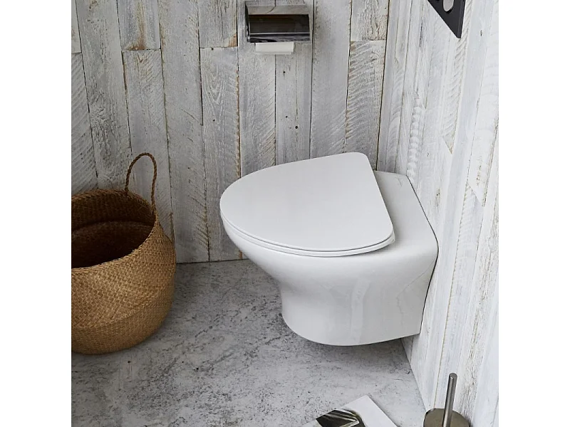 Abattant extra-plat JACOB DELAFON, Nouvelle Vague descente progressive et déclipsable, Blanc