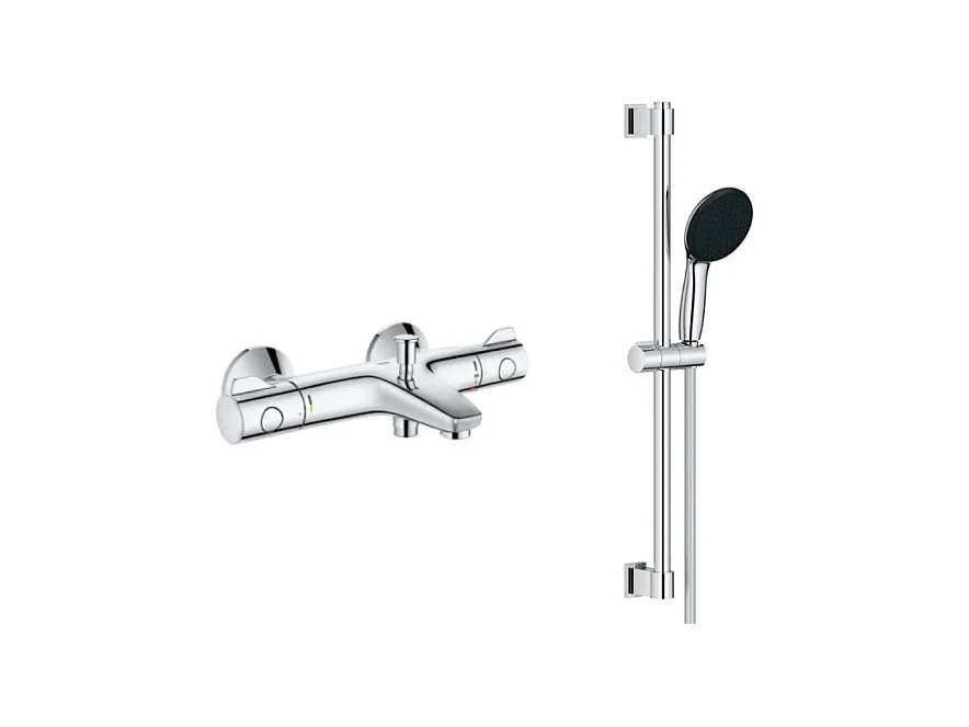 PACK Mitigeur thermostatique bain douche + pommeau de douche + Barre de douche + flexible GROHE Grotherm 800 et Tempesta