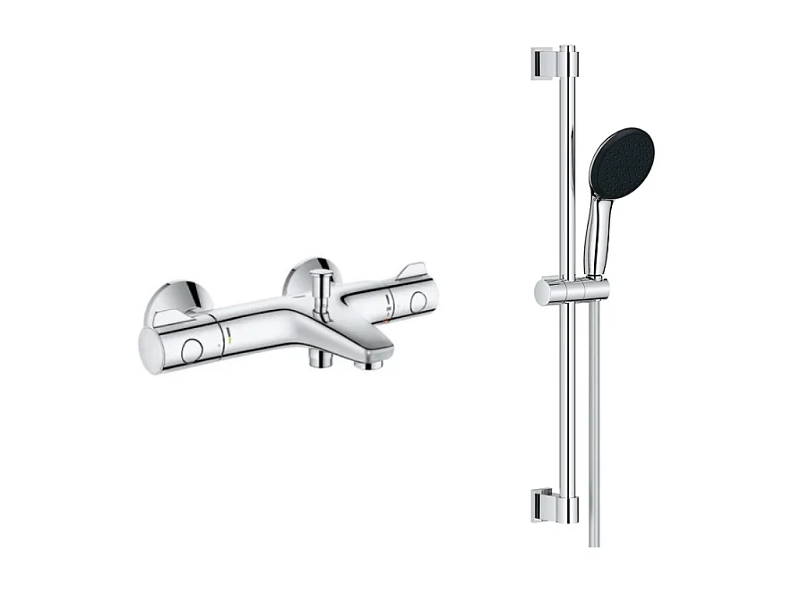 PACK Mitigeur thermostatique bain douche + pommeau de douche + Barre de douche + flexible GROHE Grotherm 800 et Tempesta