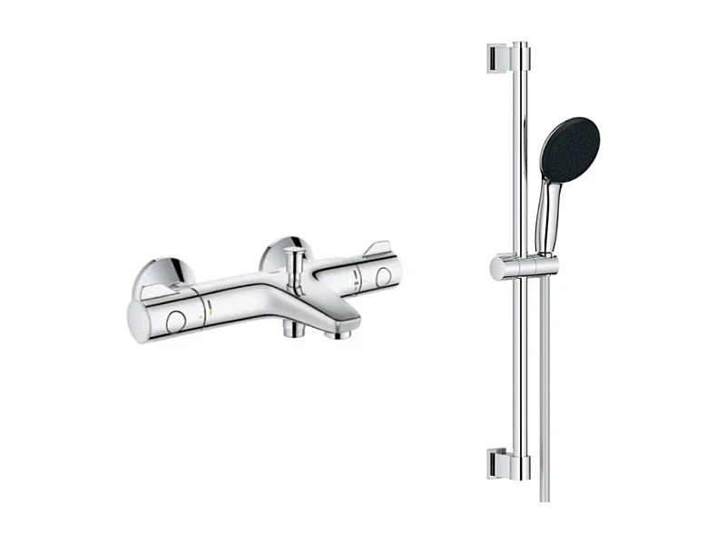 PACK Mitigeur thermostatique bain douche + pommeau de douche + Barre de douche + flexible GROHE Grotherm 800 et Tempesta