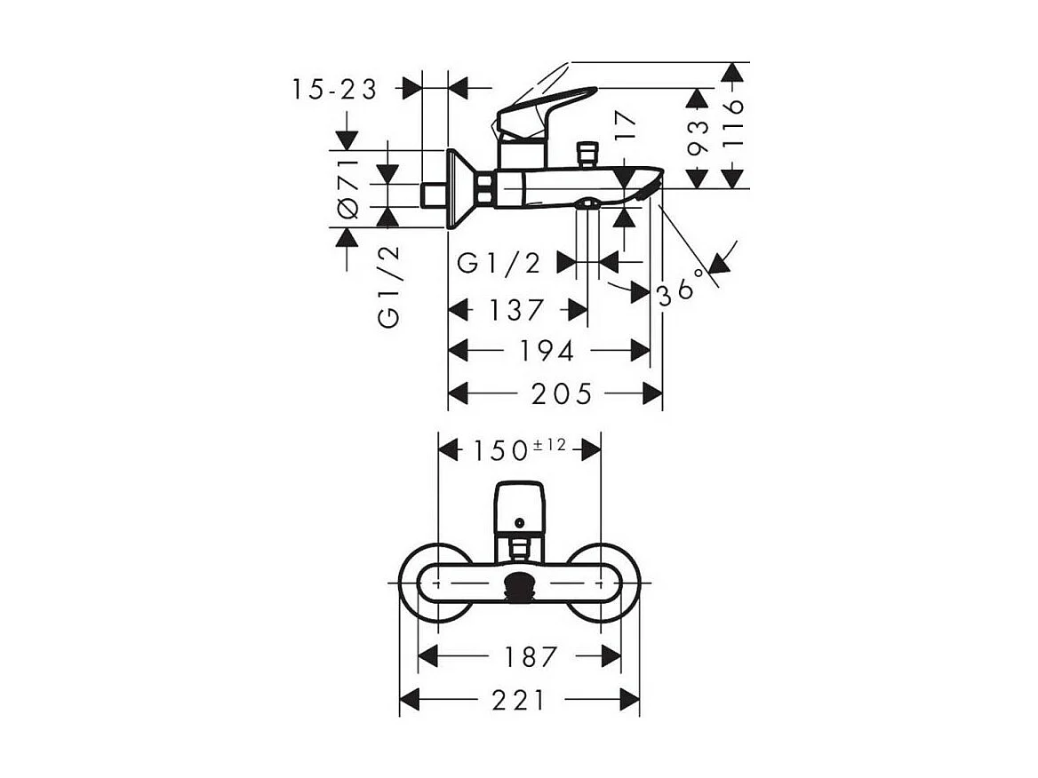Douchette à main HANSGROHE Crometta + Mitigeur bain douche Logis