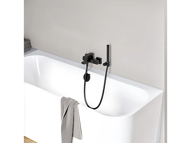 Mitigeur bain douche mécanique VILLEROY ET BOCH Architectura Square Noir mat