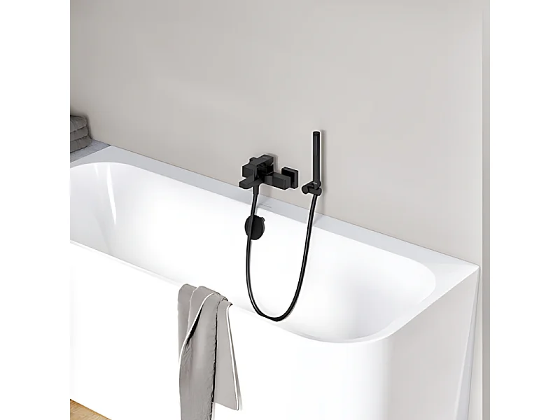 Mitigeur bain douche mécanique VILLEROY ET BOCH Architectura Square Noir mat