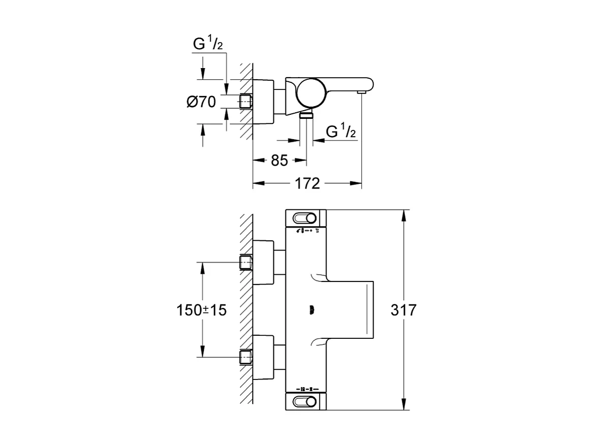 GROHE - Mitigeur thermostatique bain Grohtherm 2000