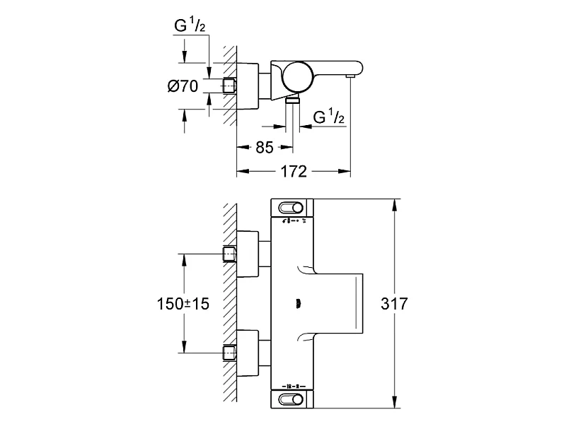 GROHE - Mitigeur thermostatique bain Grohtherm 2000