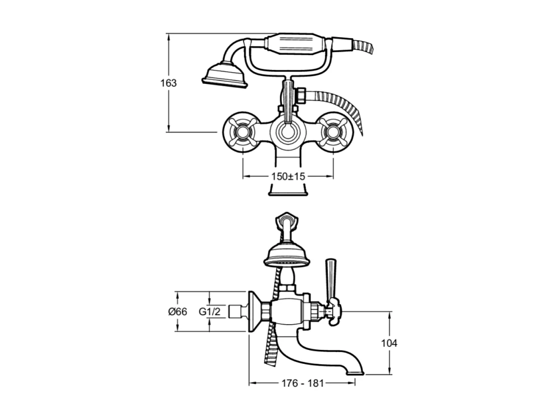 Mélangeur baignoire JACOB DELAFON Cléo 1889 avec pommeau douche Chromé