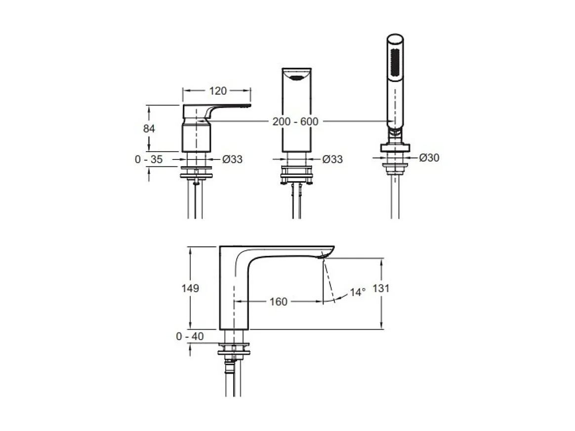 Mitigeur baignoire JACOB DELAFON Aleo+ 3 trous + nettoyant BRIOCHIN