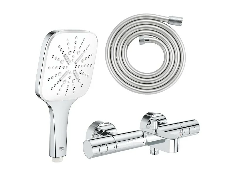 GROHE Mitigeur bain douche Precision Get avec douchette 3jets Vitalio Smartactive 130 Cube et flexible 200cm