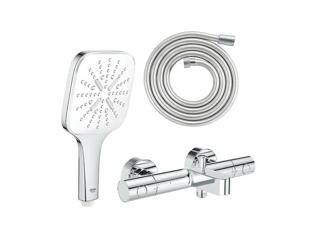 GROHE Mitigeur bain douche Precision Get avec douchette 3jets Vitalio Smartactive 130 Cube et flexible 200cm
