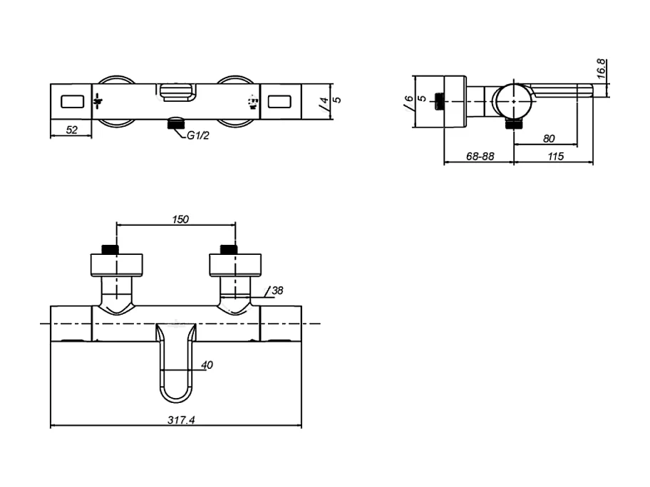 Mitigeur bain douche thermostatique VILLEROY ET BOCH Universal rond Noir mat