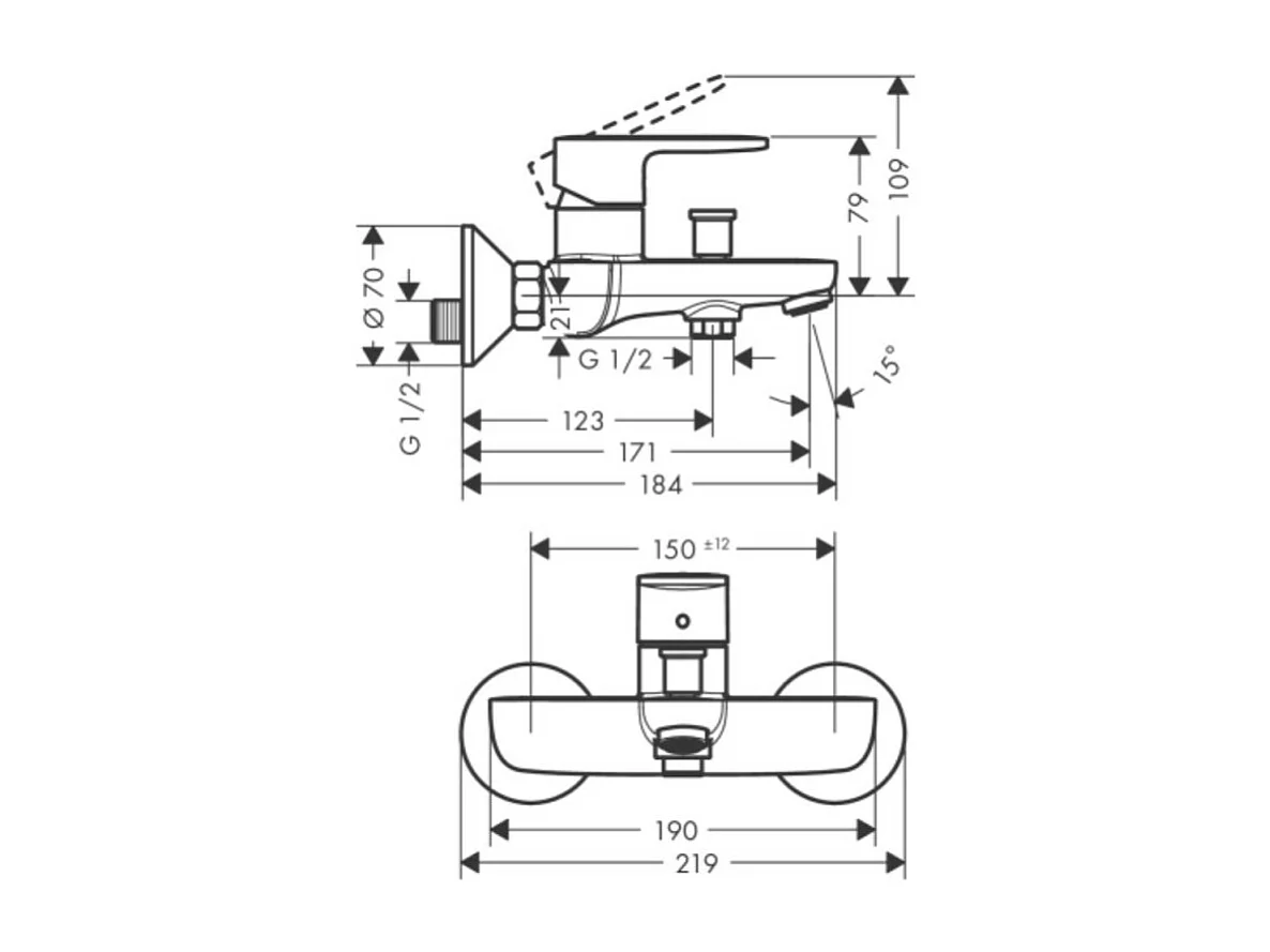 Mitigeur bain douche mécanique HANSGROHE Vernis Blend noir mat